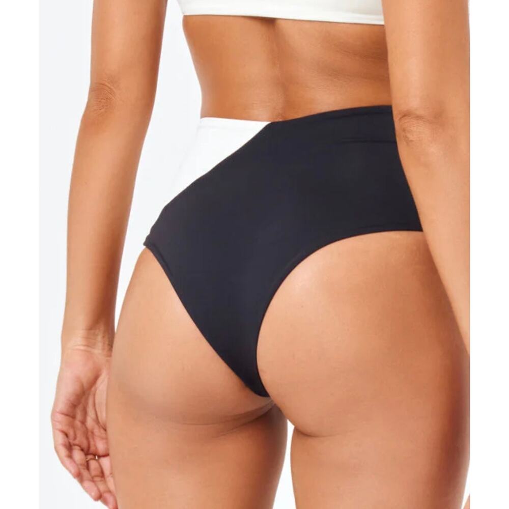 L Space Black Cream Solstice Classic Bikini Bottom S NWT - Picture 3 of 3